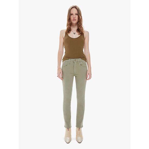 Mother Denim Mid-Rise Dazzler Ankle Jeans Oil Rig Green Straight Leg - Size 27 - Picture 1 of 9